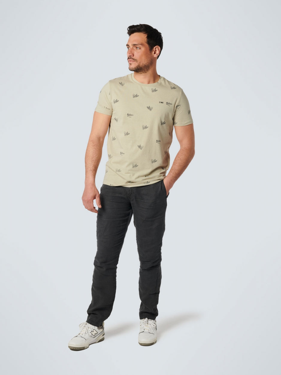 T-Shirt Crewneck Allover Printed 3 Colour Stripe | Light Army