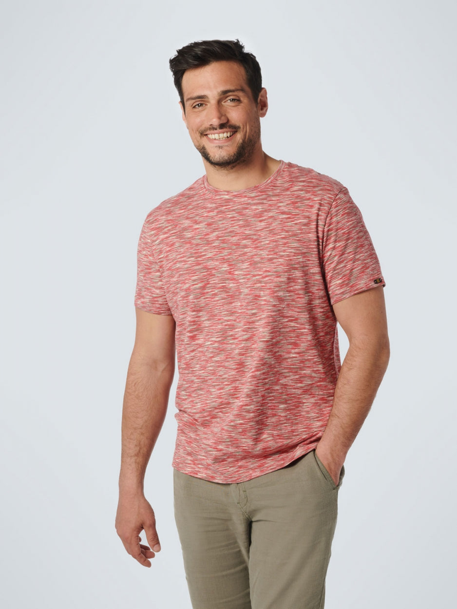 T-Shirt Crewneck Multi Coloured Yarn Dyed Melange | Old Pink