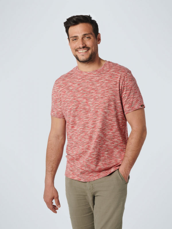 T-Shirt Crewneck Multi Coloured Yarn Dyed Melange | Old Pink