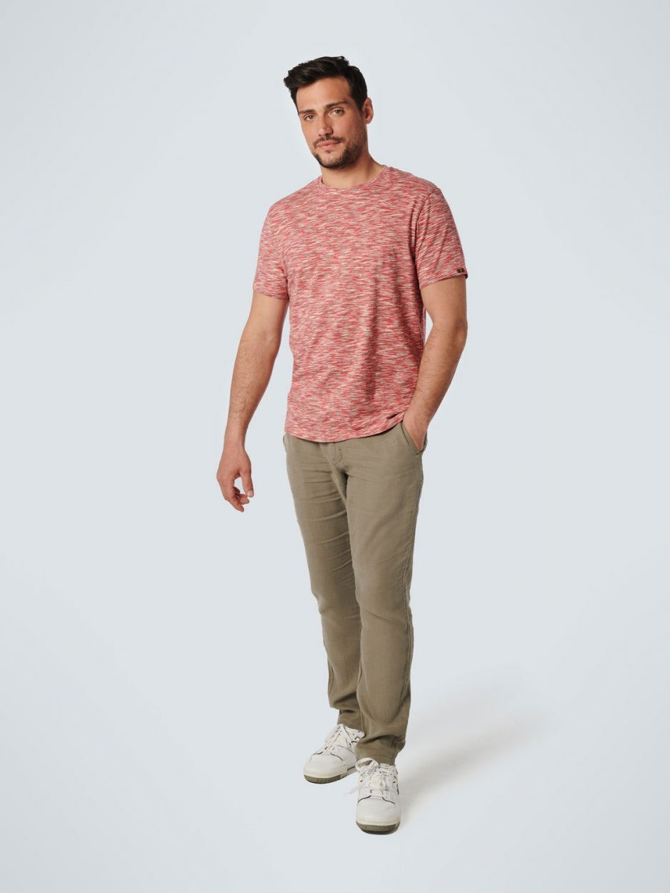 T-Shirt Crewneck Multi Coloured Yarn Dyed Melange | Old Pink