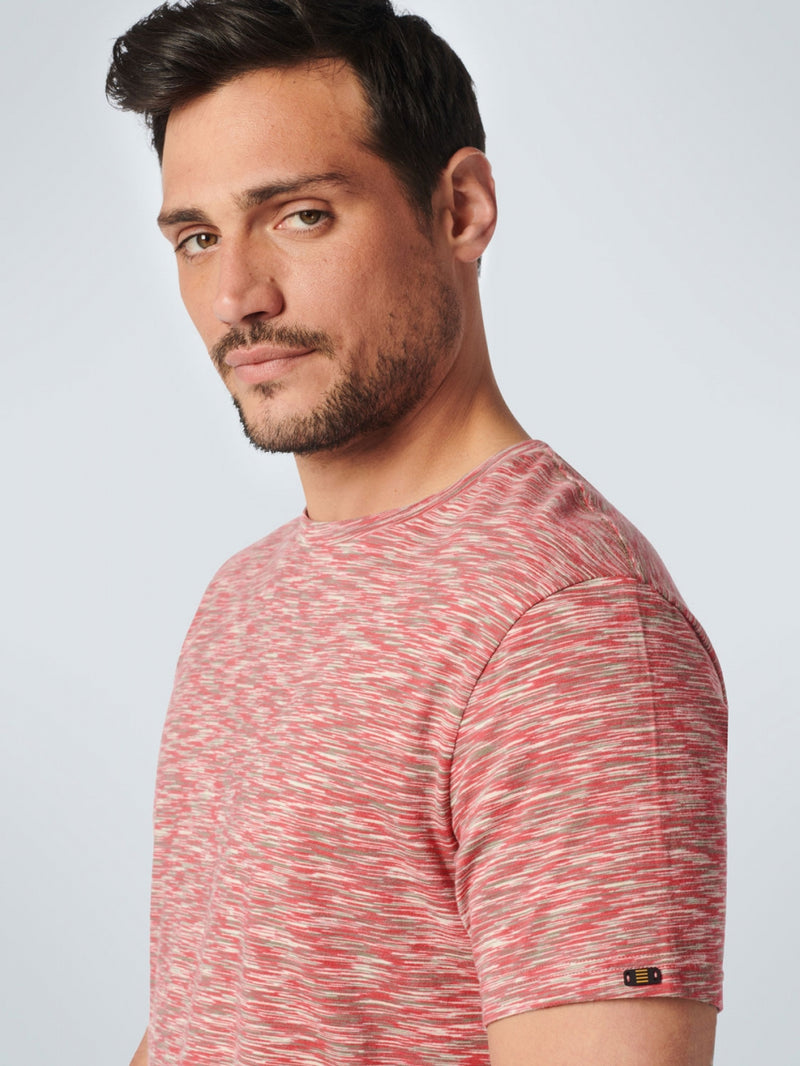 T-Shirt Crewneck Multi Coloured Yarn Dyed Melange | Old Pink