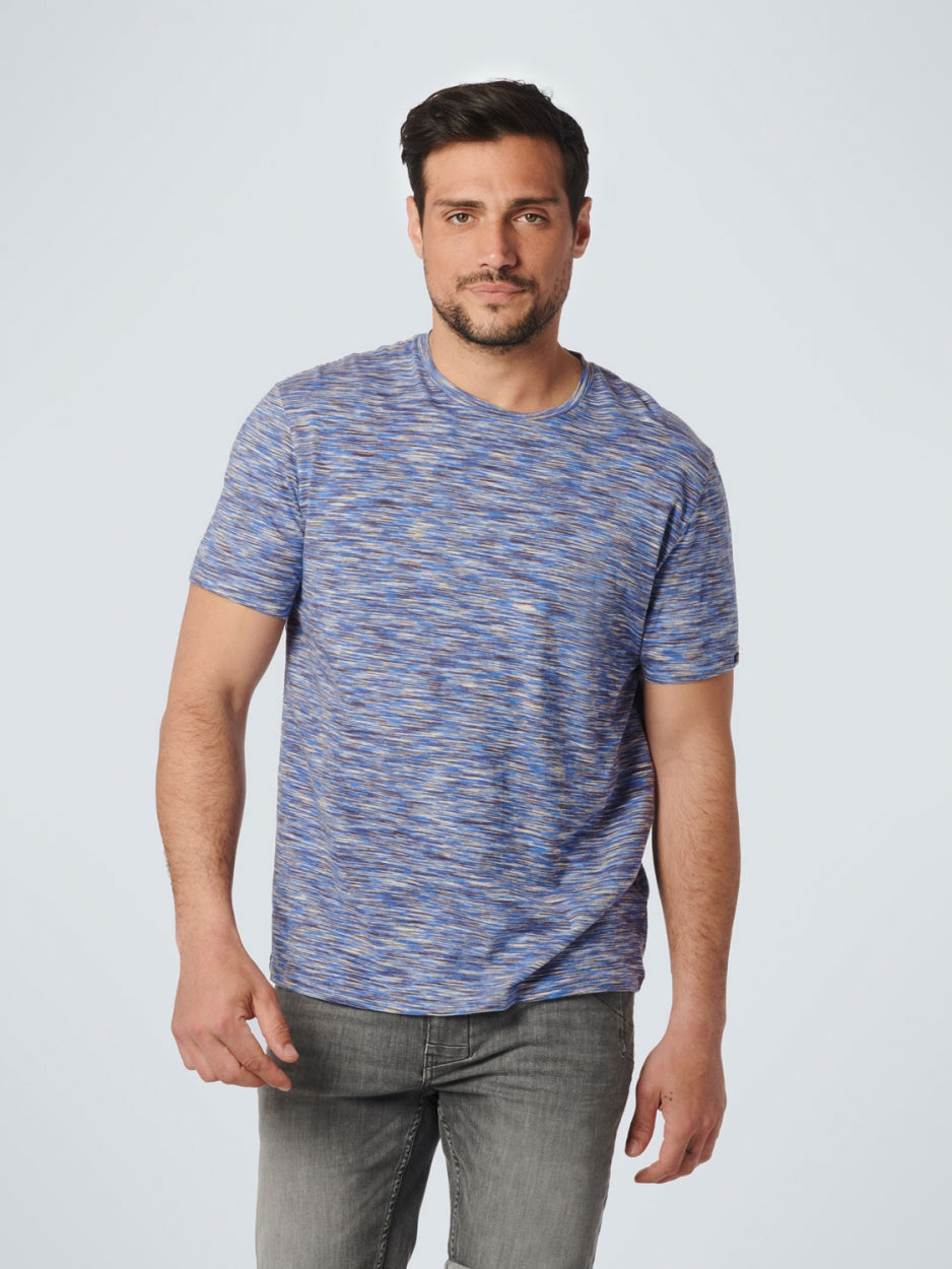 T-Shirt Crewneck Multi Coloured Yarn Dyed Melange | Washed Blue