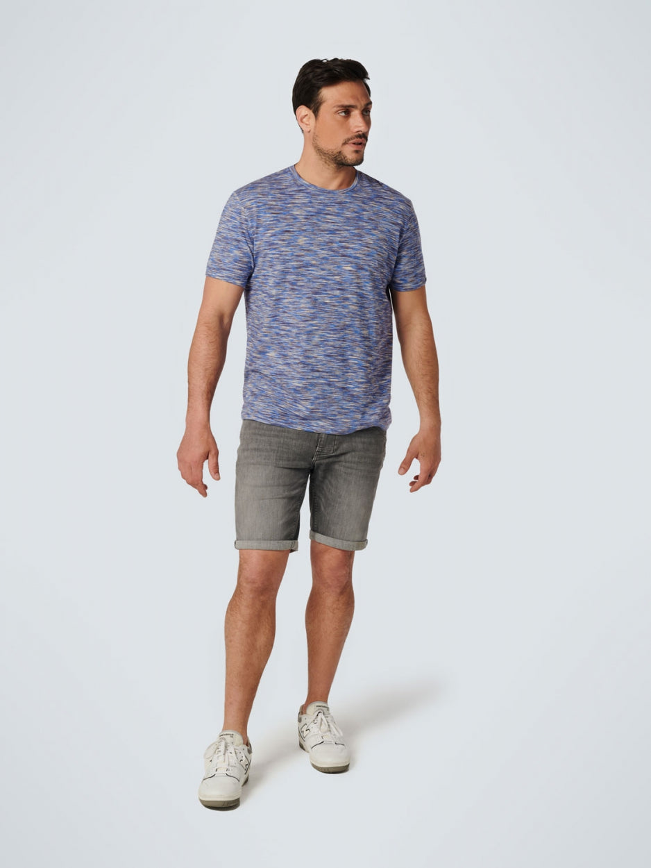 T-Shirt Crewneck Multi Coloured Yarn Dyed Melange | Washed Blue
