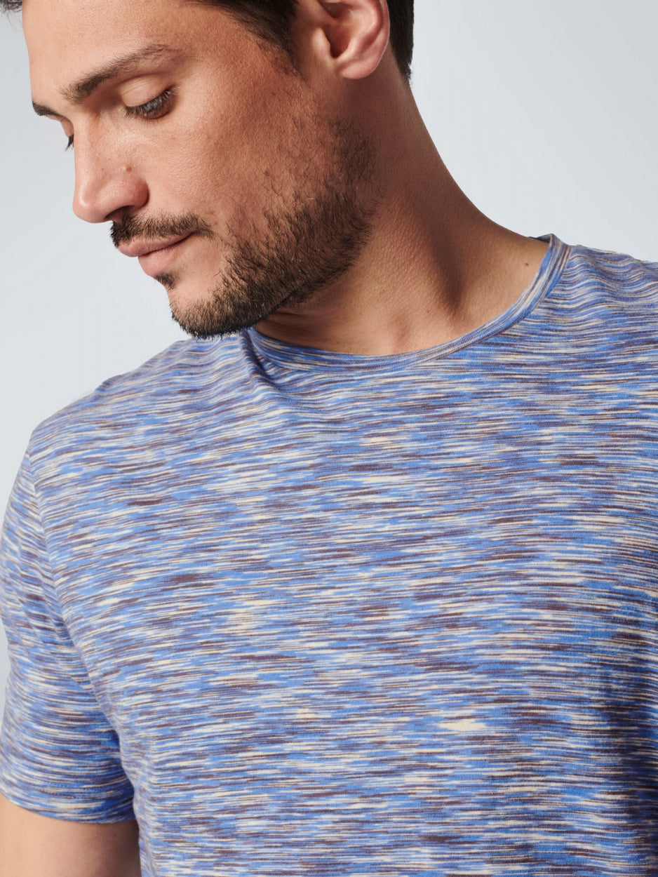 T-Shirt Crewneck Multi Coloured Yarn Dyed Melange | Washed Blue