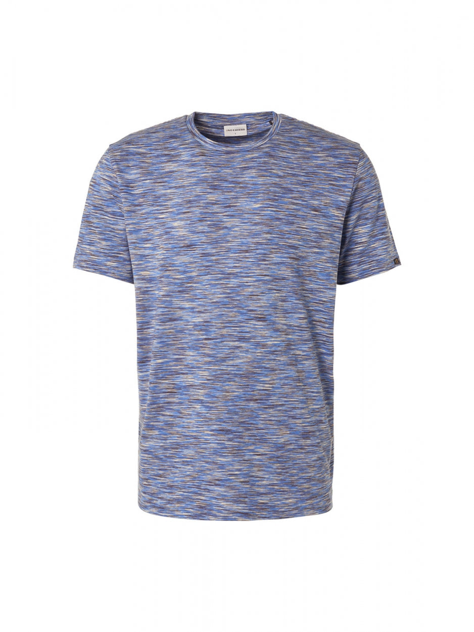 T-Shirt Crewneck Multi Coloured Yarn Dyed Melange | Washed Blue