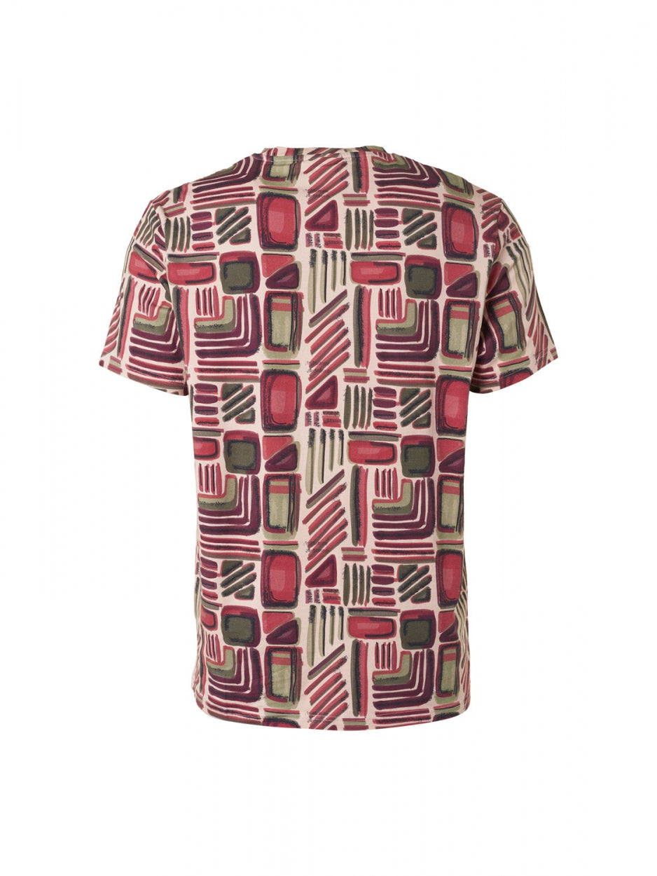 T-Shirt Crewneck Allover Printed Stretch | Old Pink