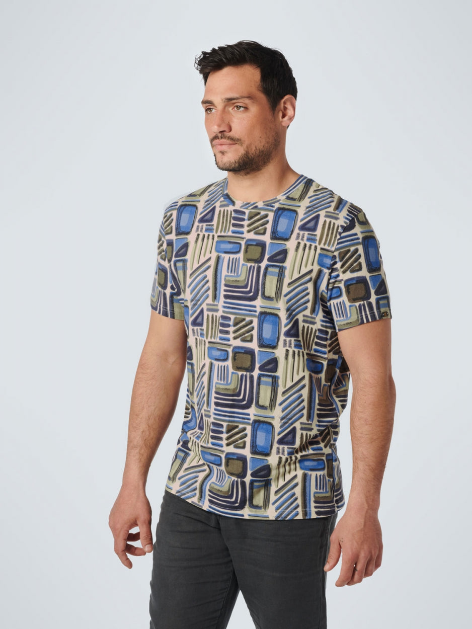 T-Shirt Crewneck Allover Printed Stretch | Washed Blue