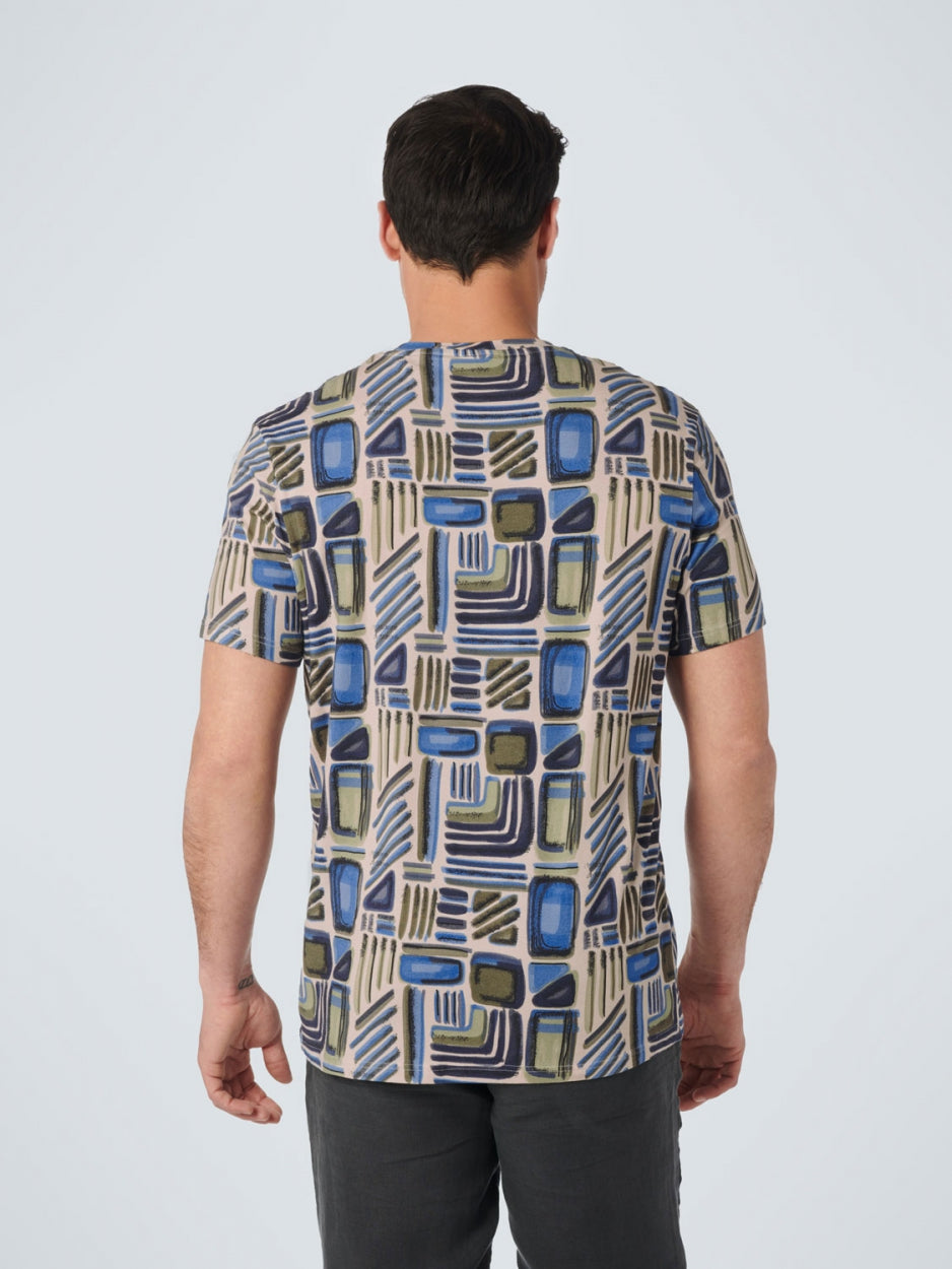 T-Shirt Crewneck Allover Printed Stretch | Washed Blue
