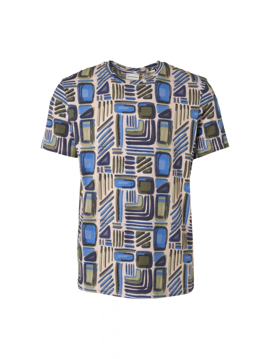 T-Shirt Crewneck Allover Printed Stretch | Washed Blue