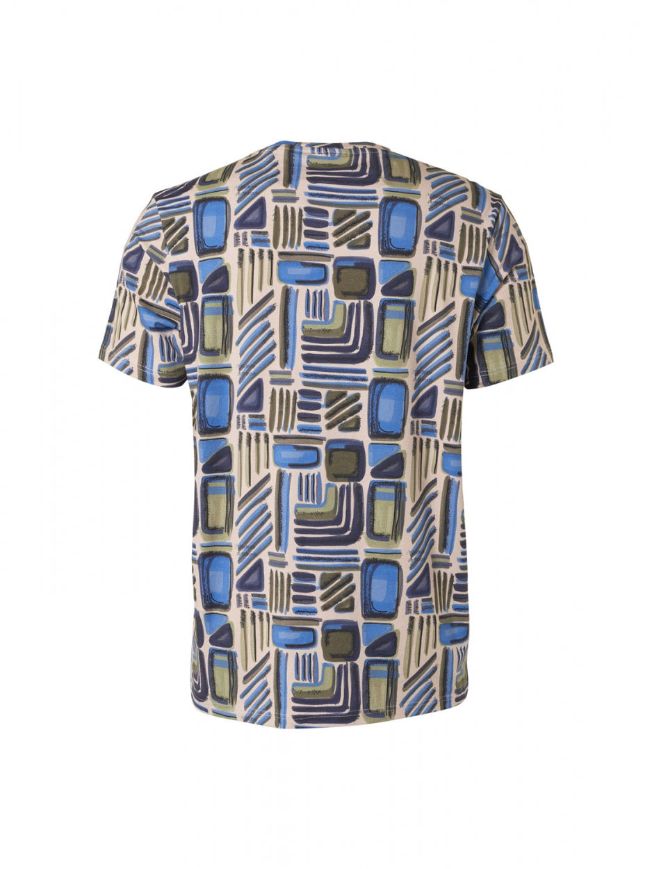 T-Shirt Crewneck Allover Printed Stretch | Washed Blue
