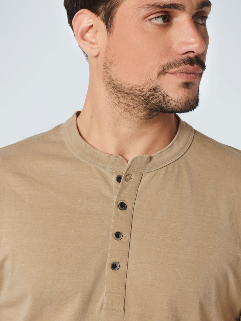 T-Shirt Granddad Garment Dyed + Stone Washed | Khaki