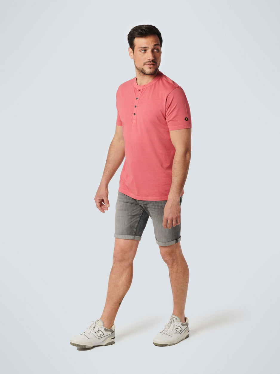 T-Shirt Granddad Garment Dyed + Stone Washed | Old Pink