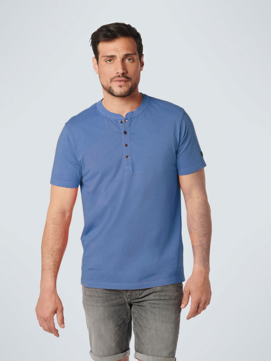 T-Shirt Granddad Garment Dyed + Stone Washed | Washed Blue