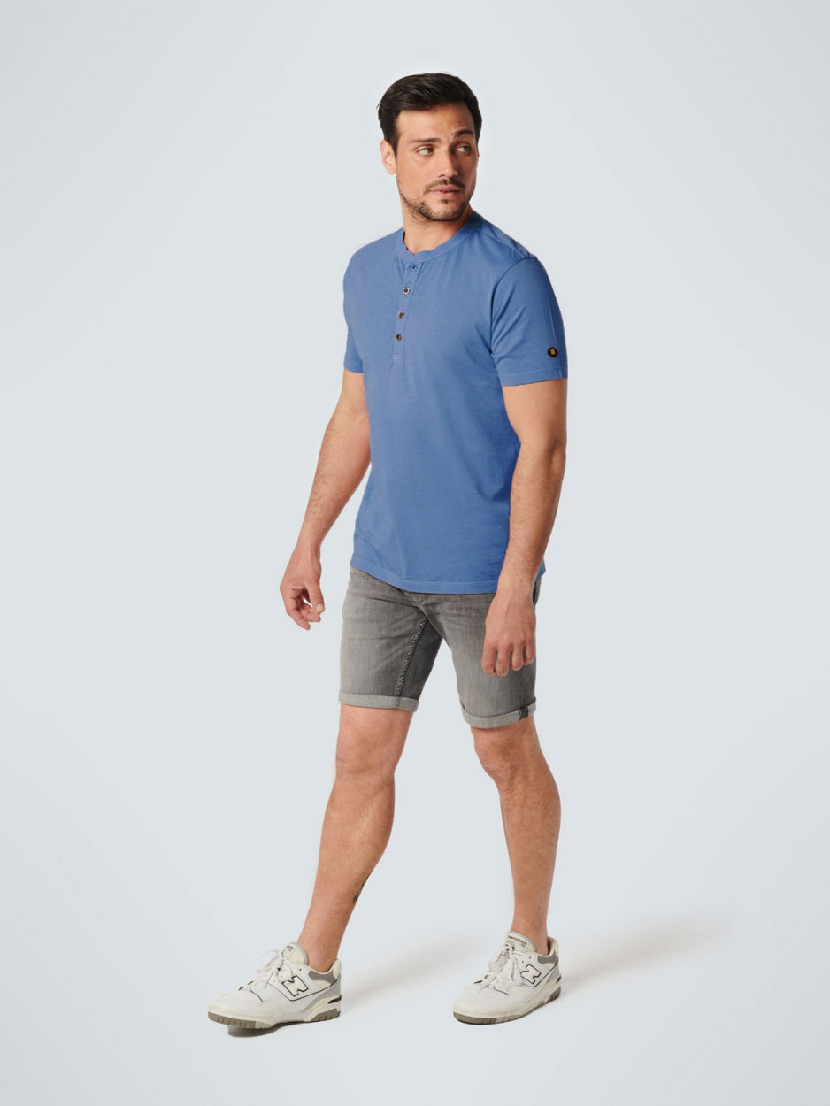 T-Shirt Granddad Garment Dyed + Stone Washed | Washed Blue