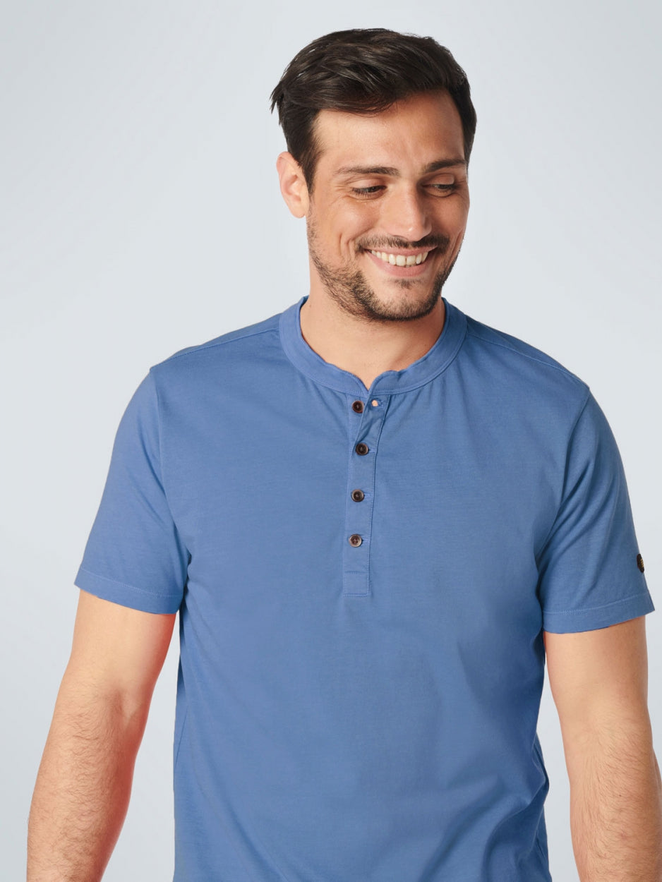 T-Shirt Granddad Garment Dyed + Stone Washed | Washed Blue