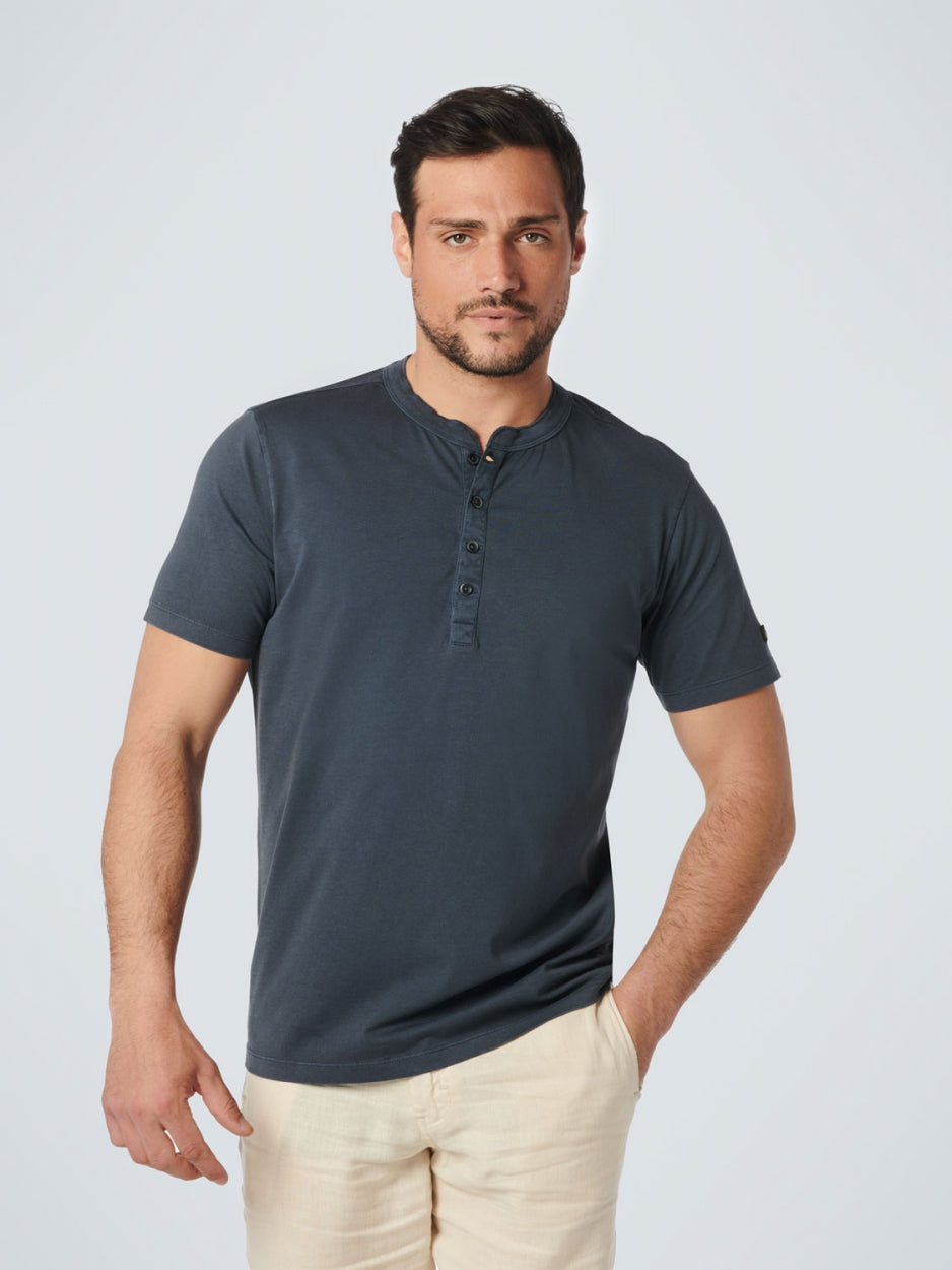 T-Shirt Granddad Garment Dyed + Stone Washed | Dark Night
