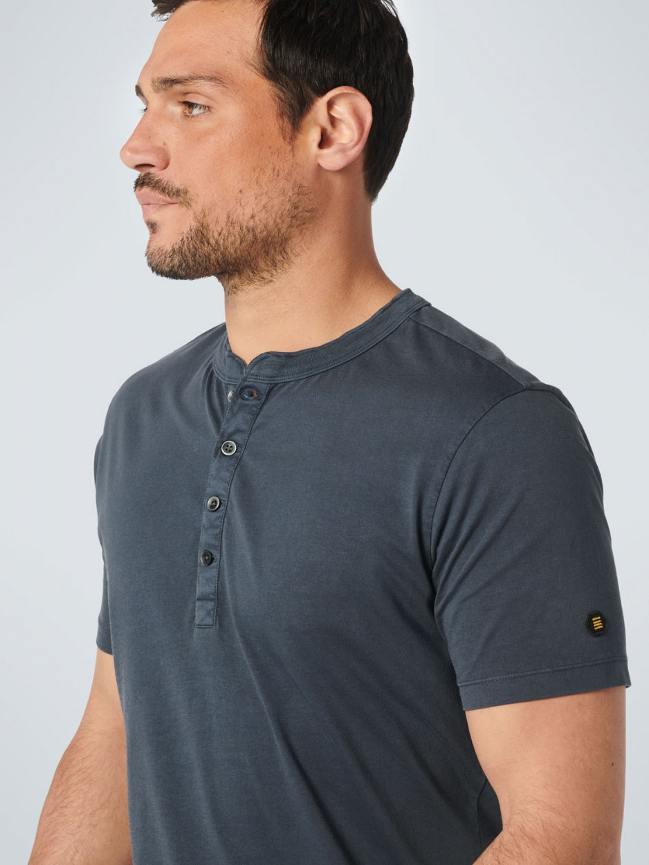 T-Shirt Granddad Garment Dyed + Stone Washed | Dark Night