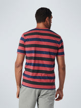 T-Shirt V-Neck Melange Stripes | Old Pink