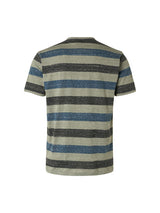 T-Shirt V-Neck Melange Stripes | Light Army