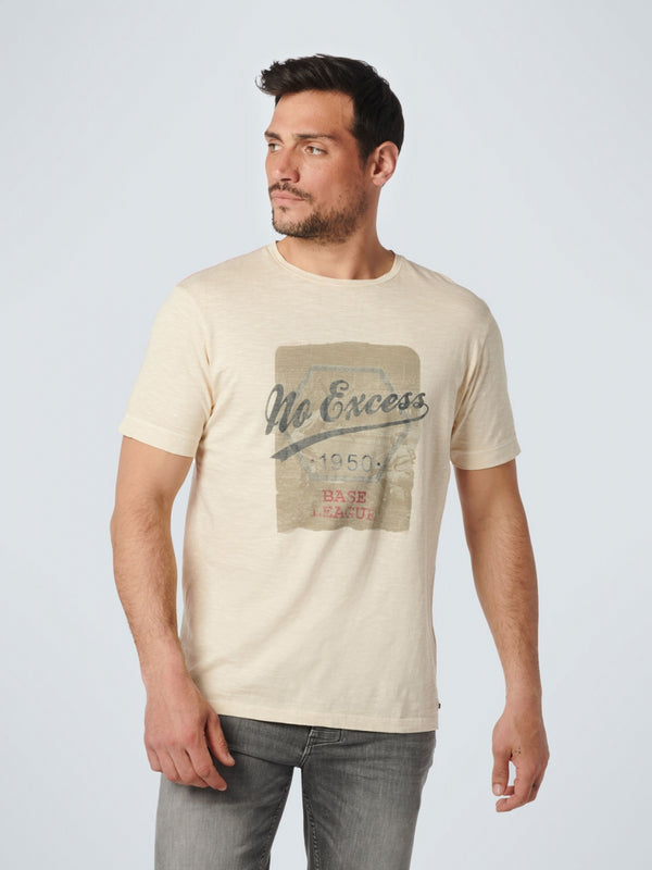 T-Shirt Crewneck Garment Dyed Print | Cream