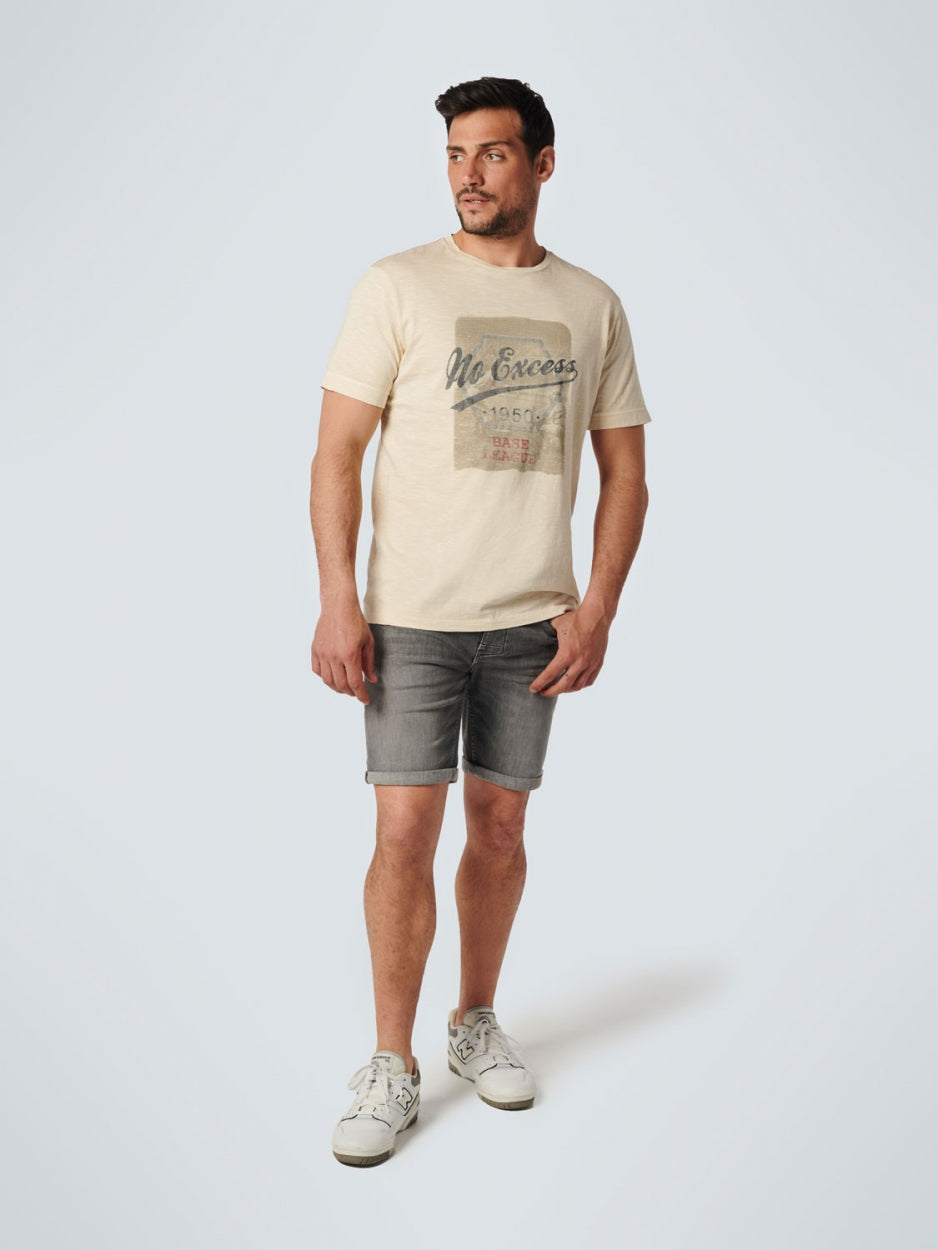 T-Shirt Crewneck Garment Dyed Print | Cream