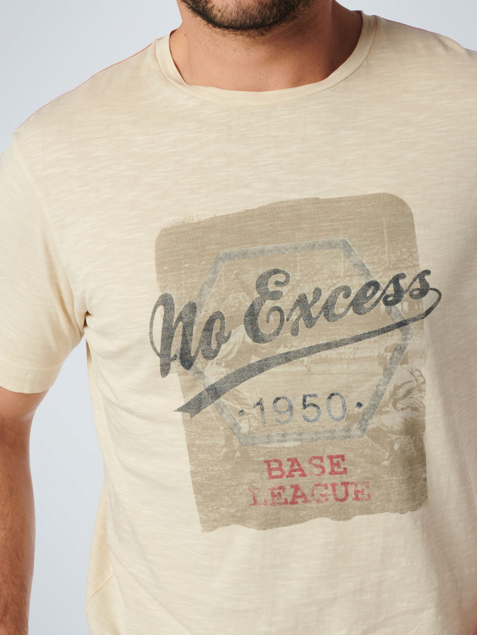 T-Shirt Crewneck Garment Dyed Print | Cream