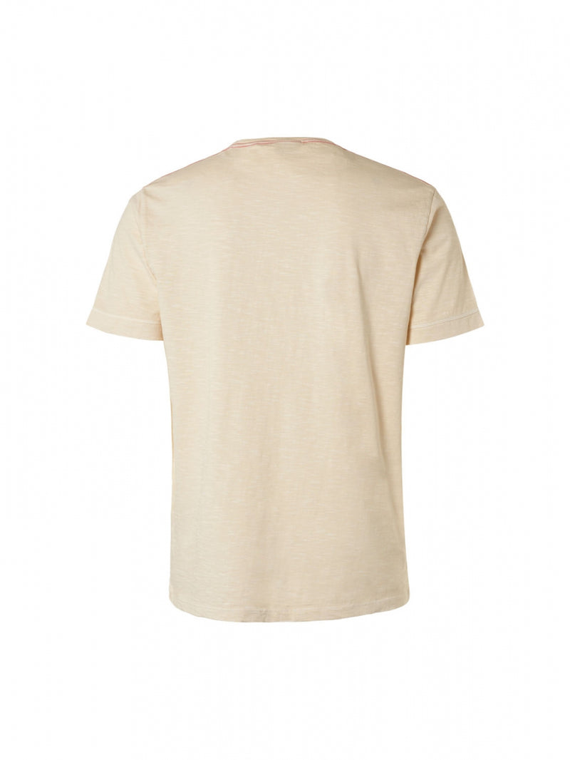 T-Shirt Crewneck Garment Dyed Print | Cream