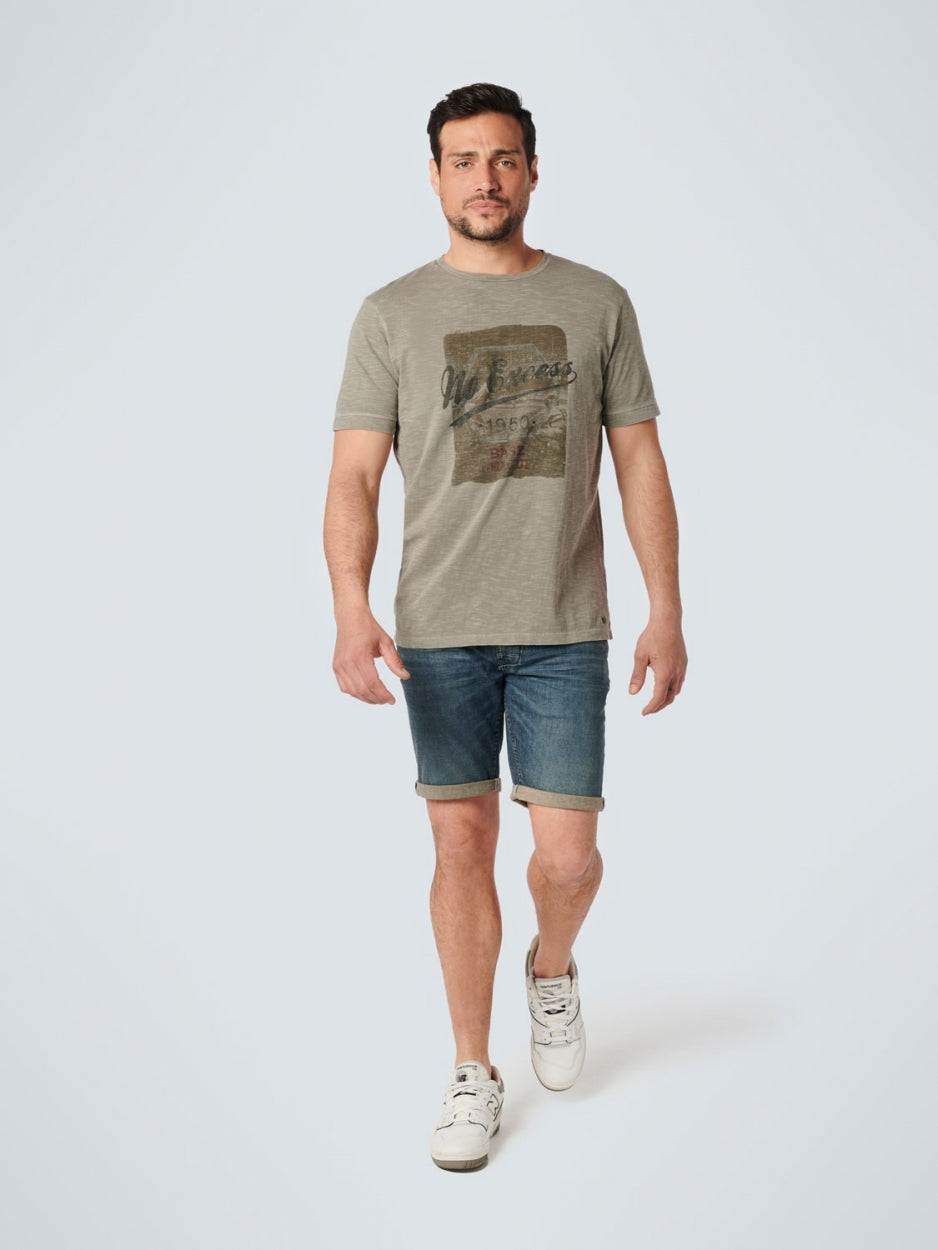 T-Shirt Crewneck Garment Dyed Print | Light Army