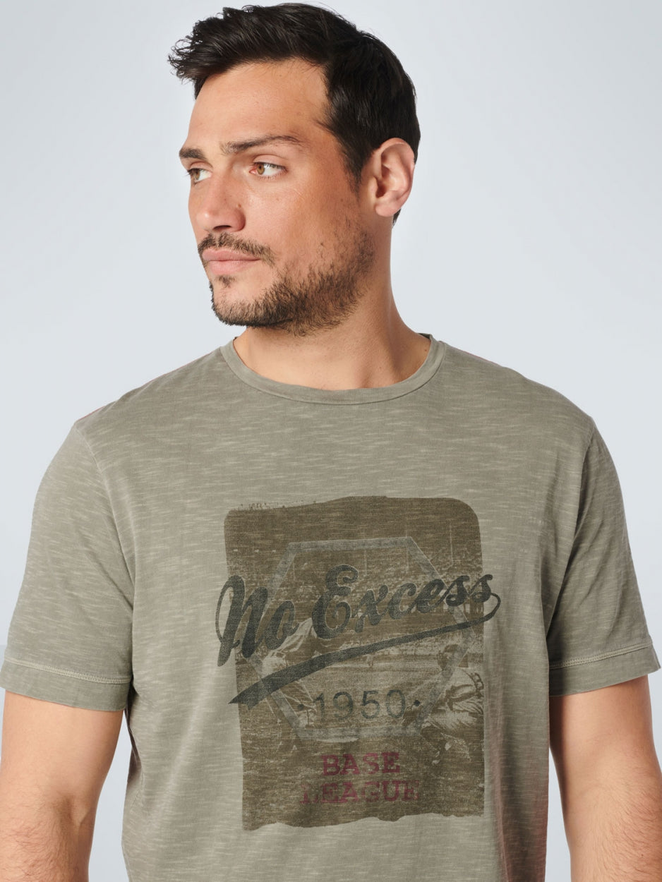T-Shirt Crewneck Garment Dyed Print | Light Army