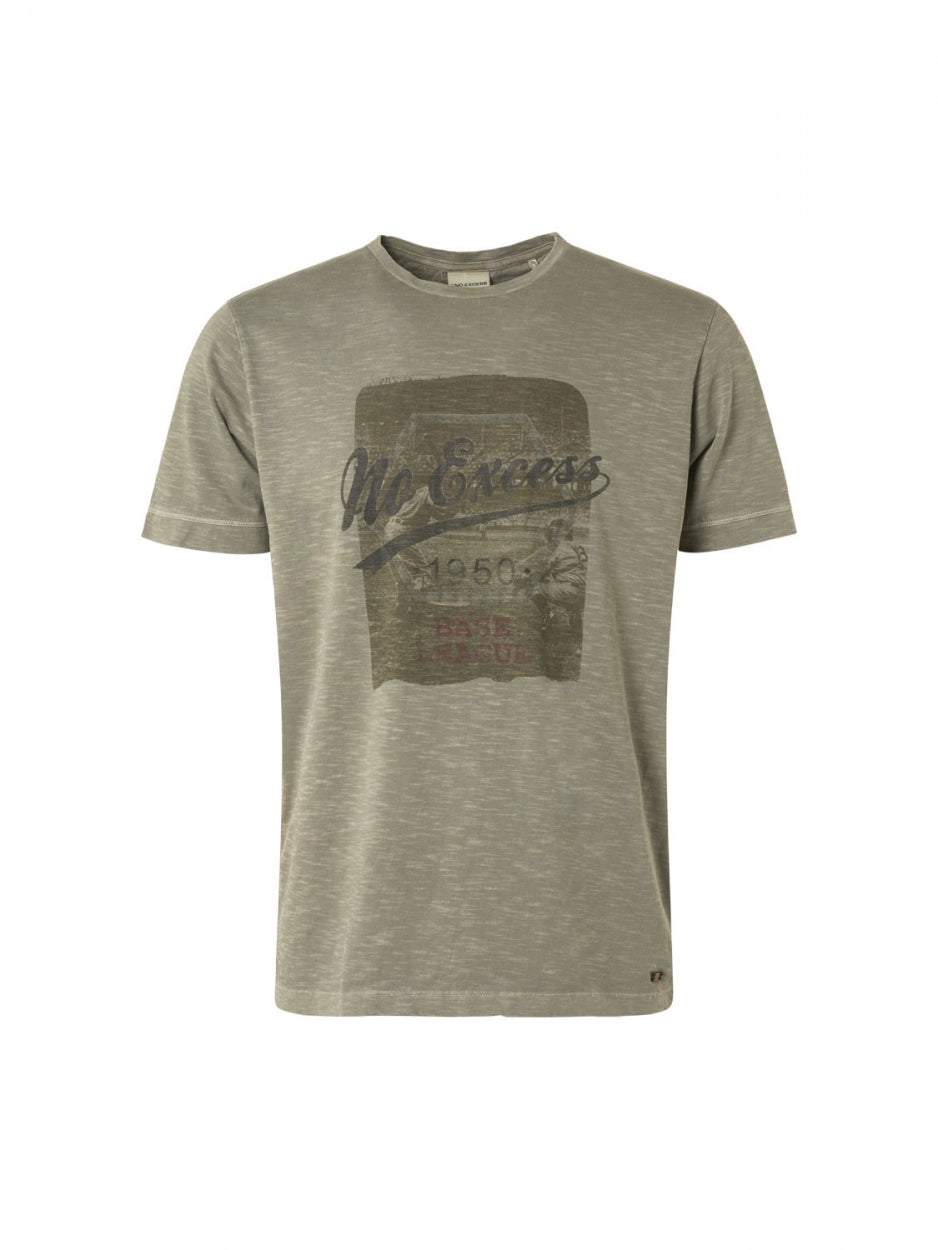 T-Shirt Crewneck Garment Dyed Print | Light Army