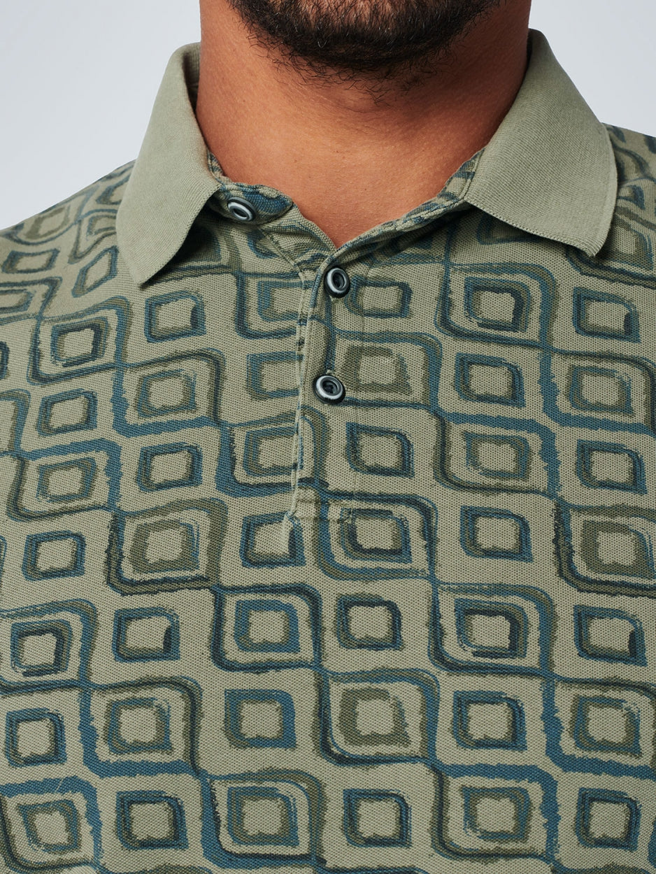 Polo Pique Allover Printed Garment Dyed | Light Army