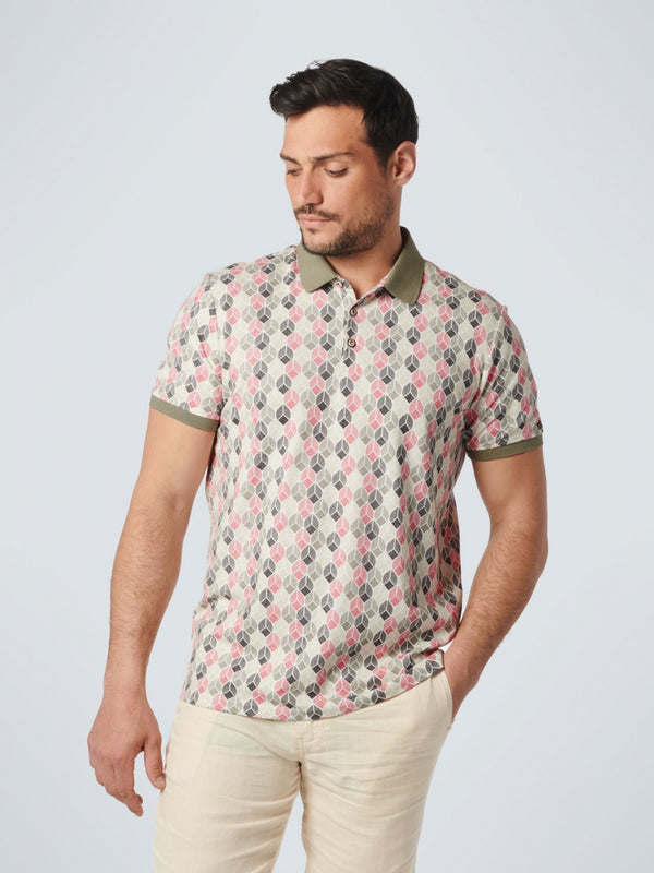 Polo Pique Allover Printed Stretch | Old Pink