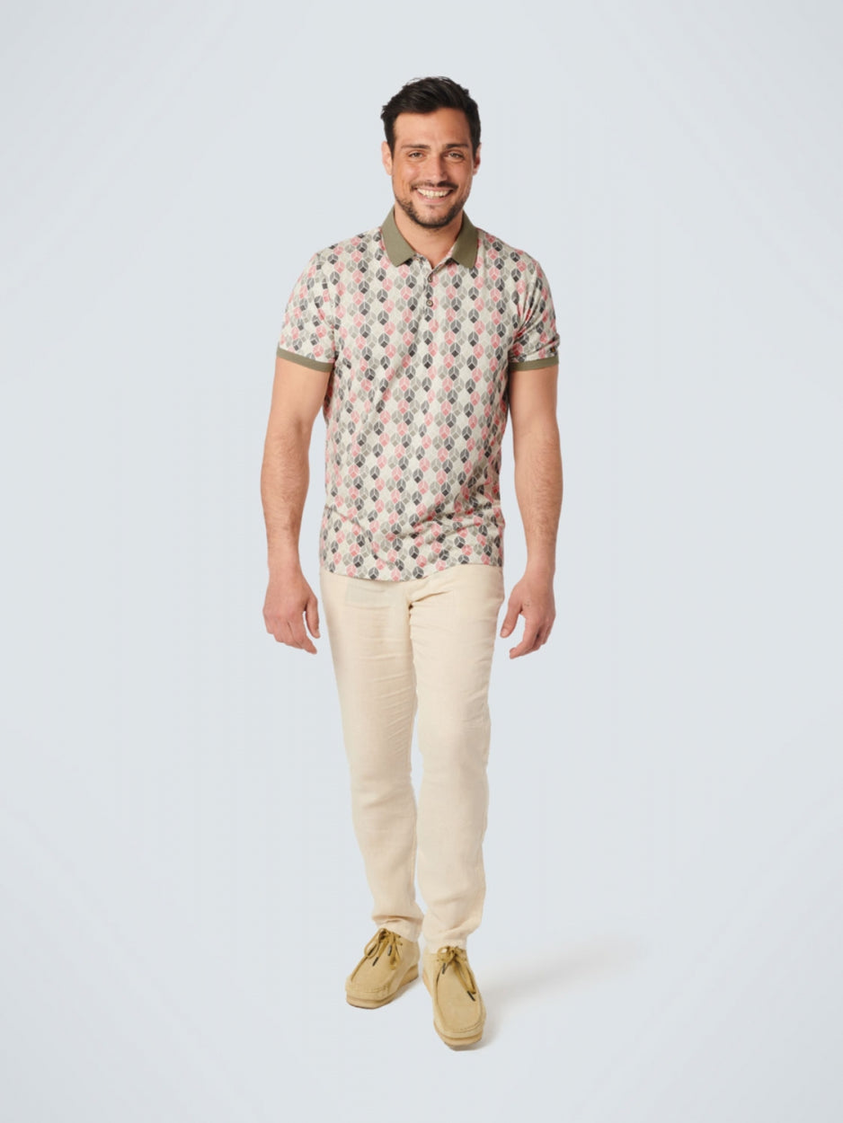 Polo Pique Allover Printed Stretch | Old Pink