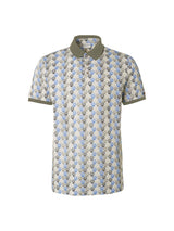 Polo Pique Allover Printed Stretch | Washed Blue