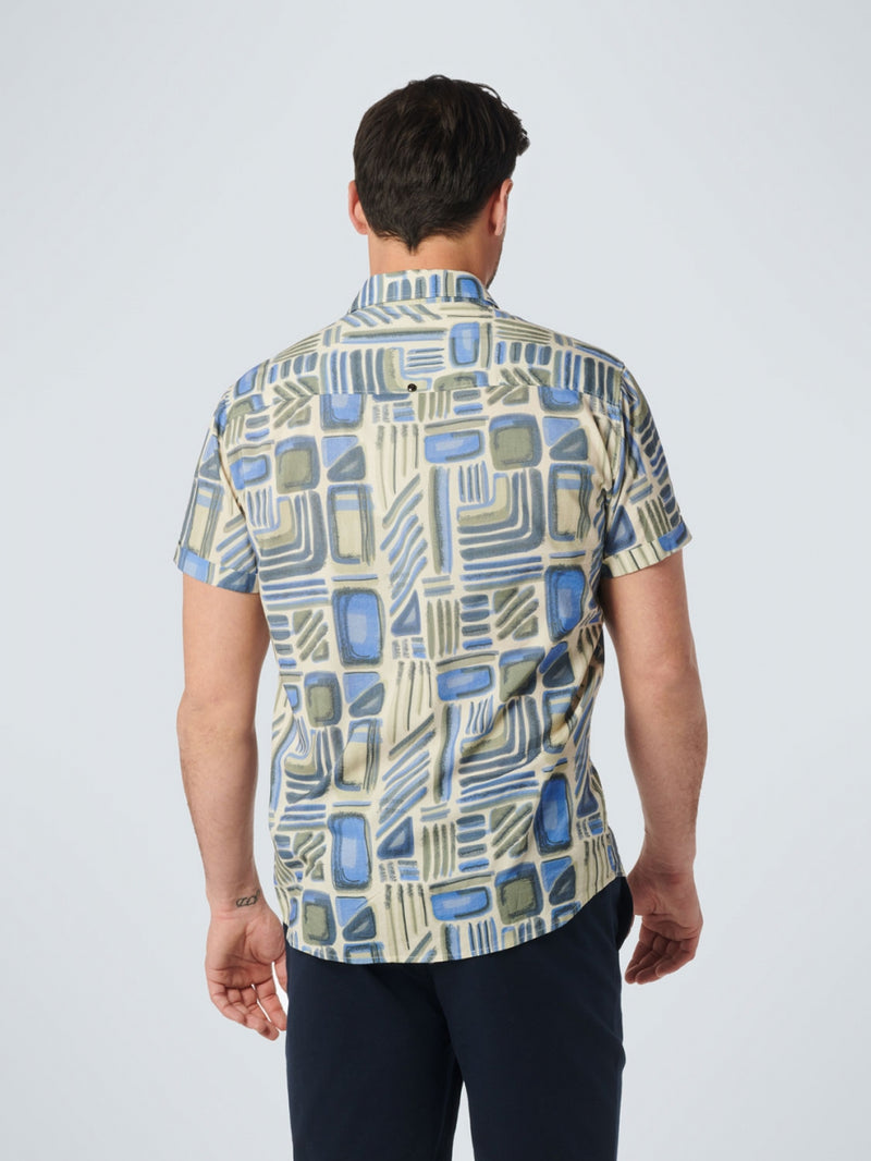 Shirt Short Sleeve Allover Printed | Washed Blue