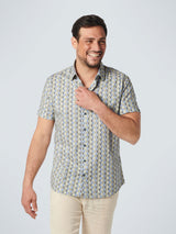 Shirt Short Sleeve Allover Printed Stretch | Washed Blue