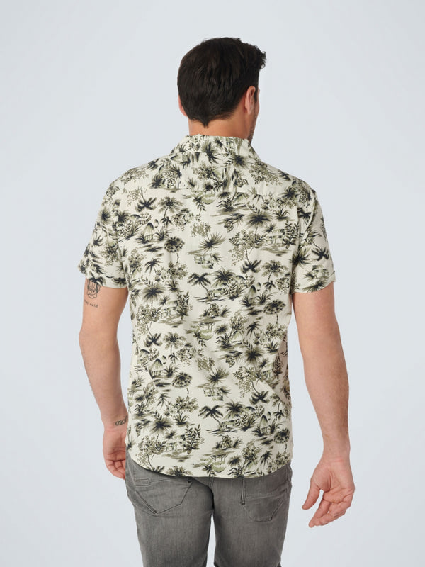 Shirt Short Sleeve Resort Collar Allover Printed | Light Army