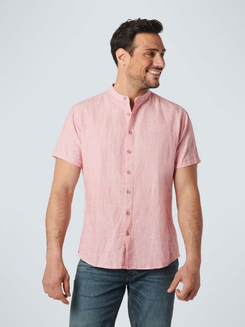 Shirt Short Sleeve Granddad Melange With Linen | Old Pink