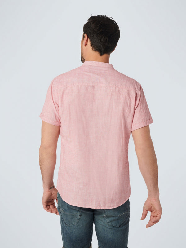 Shirt Short Sleeve Granddad Melange With Linen | Old Pink