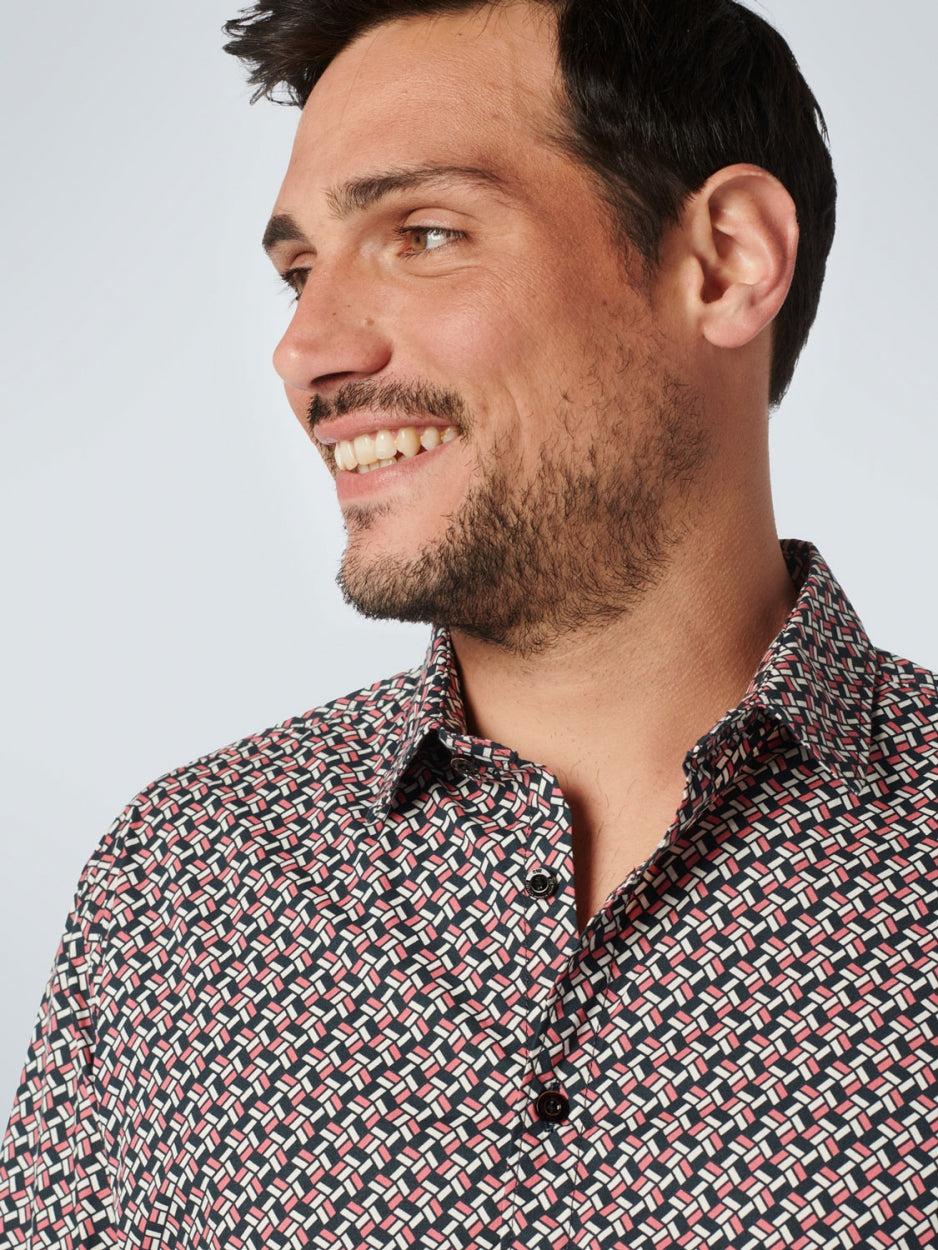 Shirt Short Sleeve Allover Printed Stretch | Old Pink