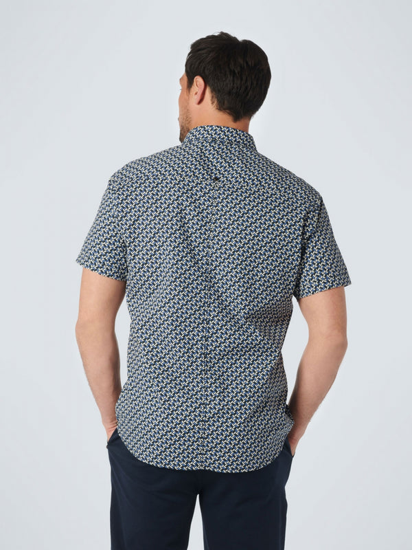 Shirt Short Sleeve Allover Printed Stretch | Washed Blue