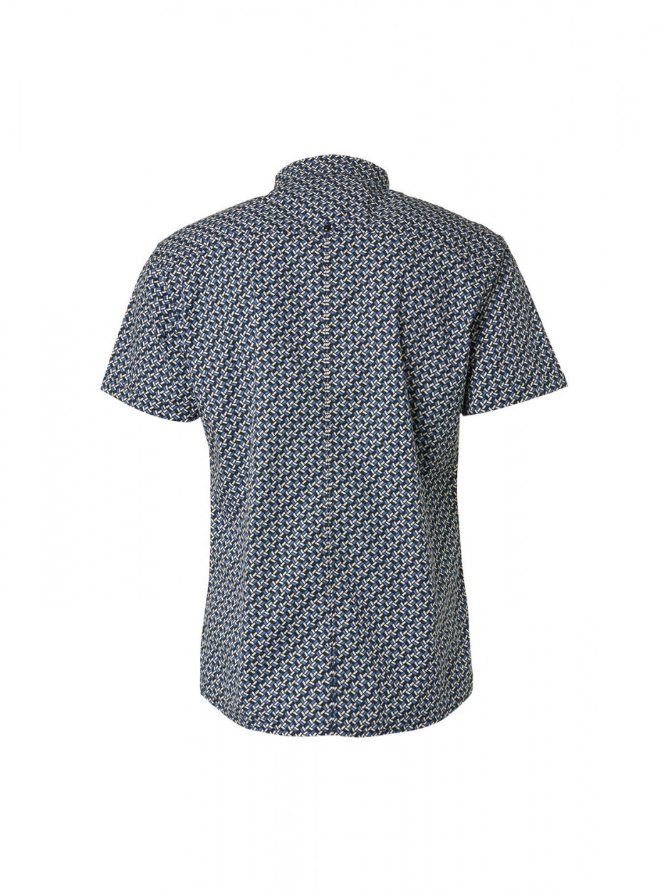 Shirt Short Sleeve Allover Printed Stretch | Washed Blue