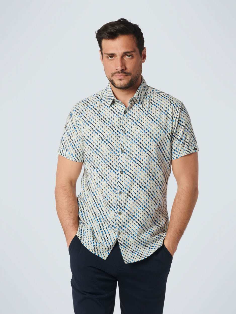 Shirt Short Sleeve Allover Printed | Washed Blue