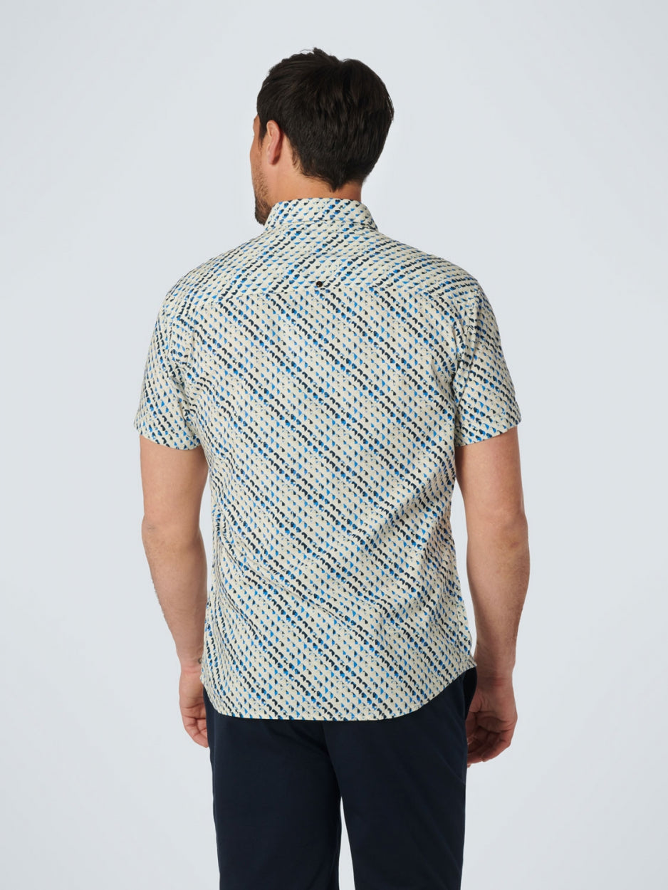 Shirt Short Sleeve Allover Printed | Washed Blue