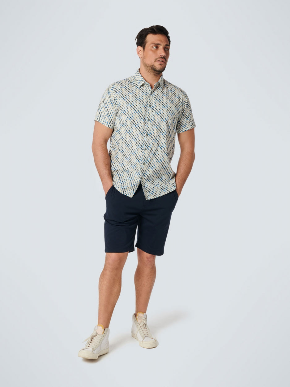 Shirt Short Sleeve Allover Printed | Washed Blue