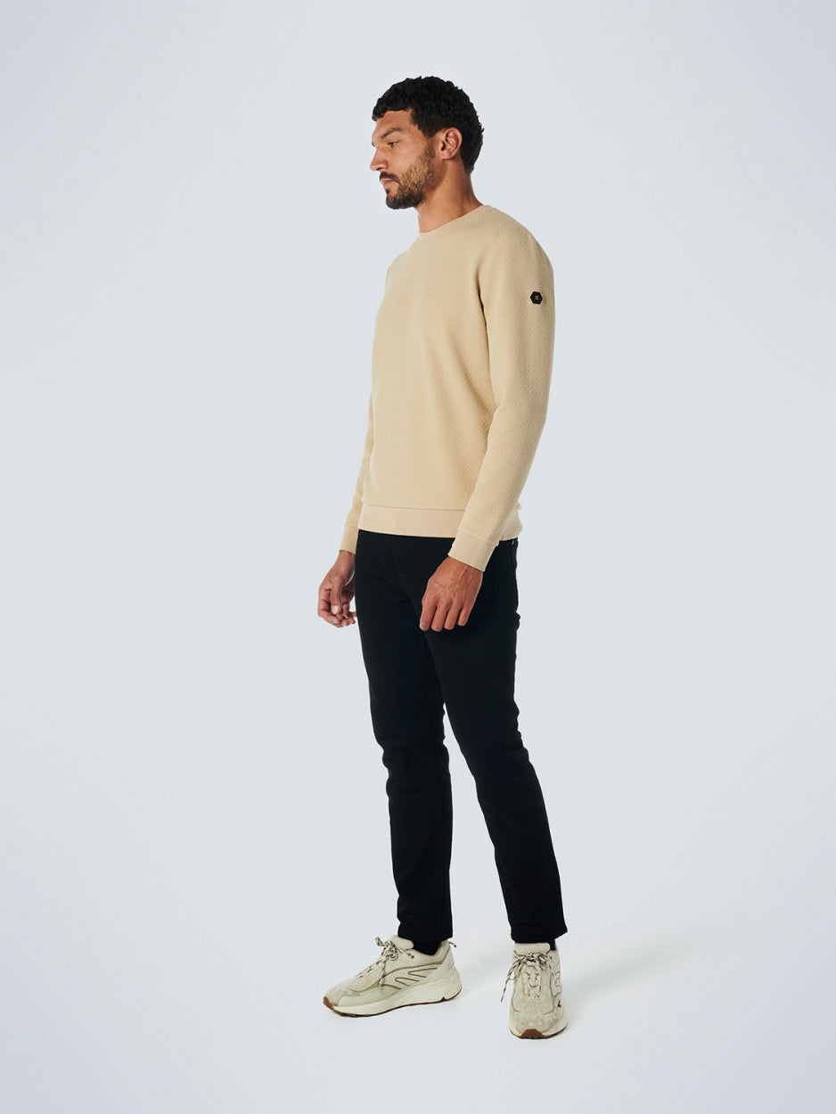 Sweater Crewneck Double Layer Jacquard Stretch | Stone