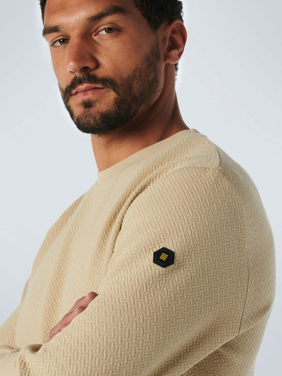 Sweater Crewneck Double Layer Jacquard Stretch | Stone