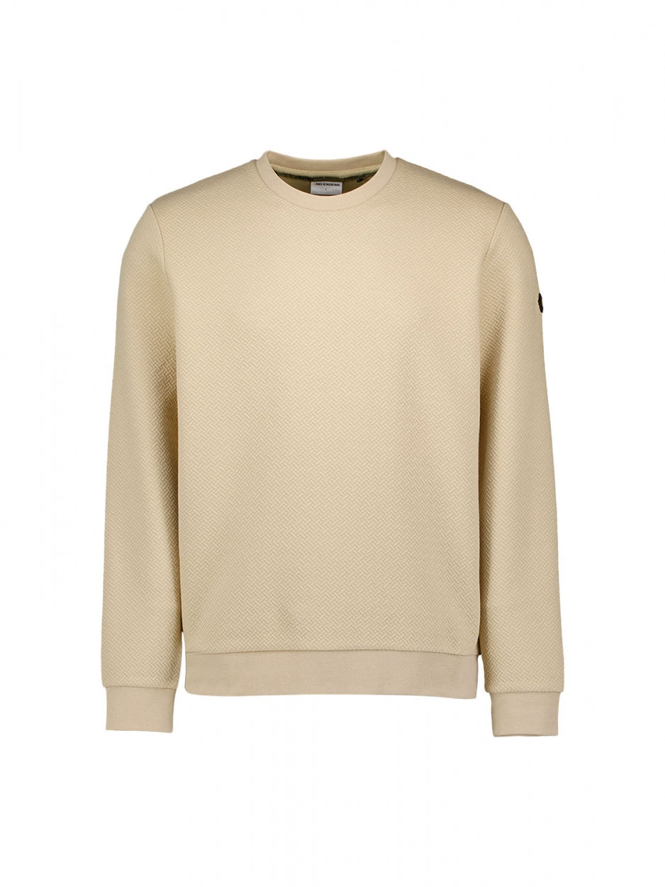 Sweater Crewneck Double Layer Jacquard Stretch | Stone