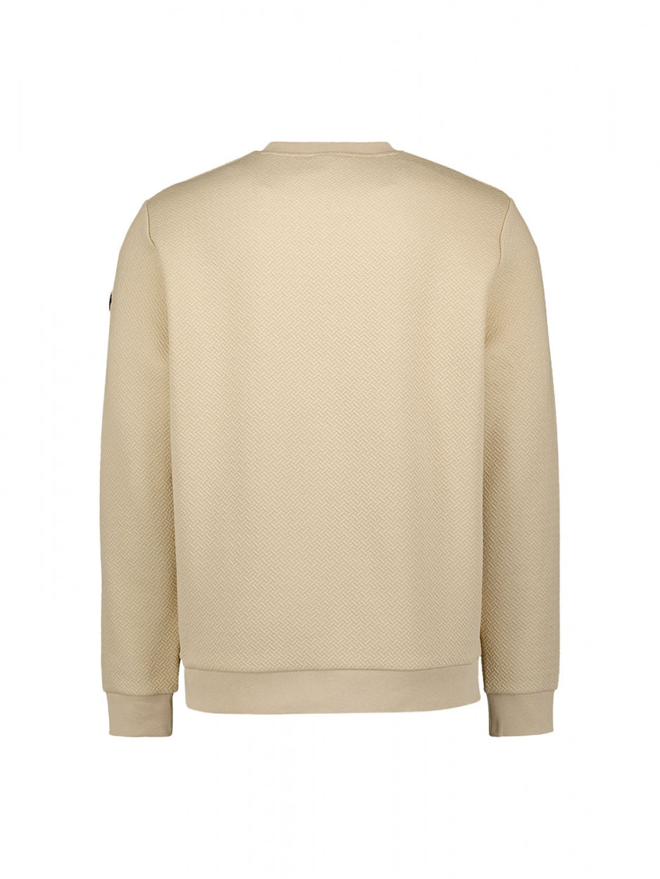 Sweater Crewneck Double Layer Jacquard Stretch | Stone