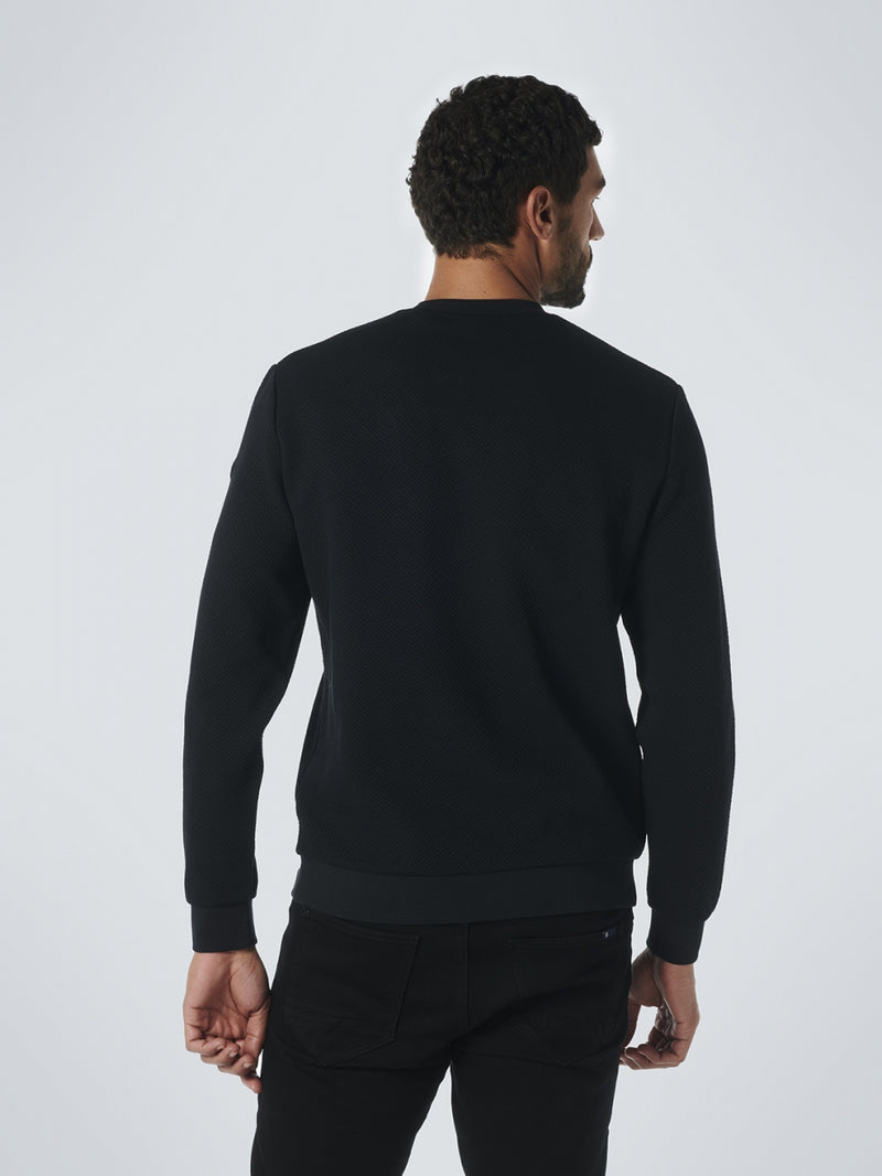 Sweater Crewneck Double Layer Jacquard Stretch | Black